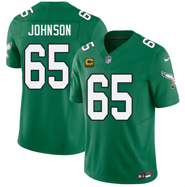 Men's Kelly Green Philadelphia Eagles #65 Lane Johnson 2026 F.U.S.E. 4-Star C Patch Throwback Vapor Untouchable Limited Stitched Football Jersey